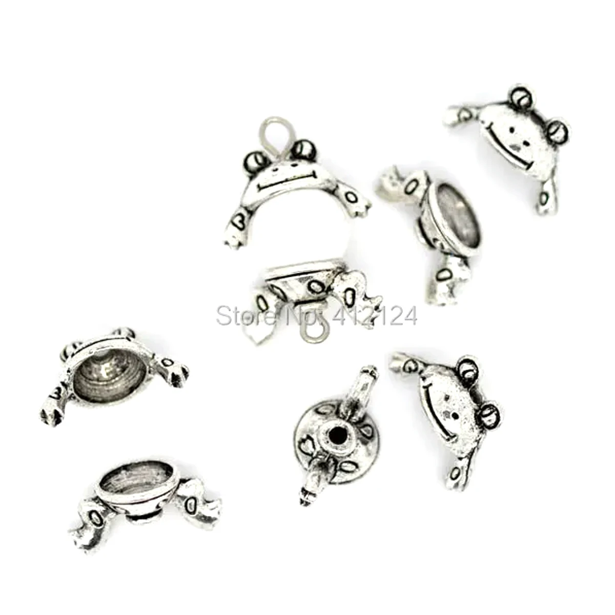 

100Sets Silver Tone Frog End Bead Caps Jewelry Making DIY Findings Wholesale 15mm Fit For 10mm Beads