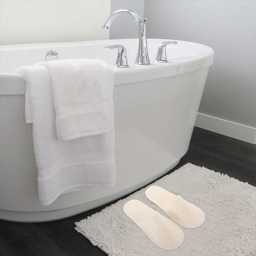 

2 Pairs White Disposable Slippers Hotel Bridesmaid Soft Felt Antislip Dual Layer Lightweight Summer Use