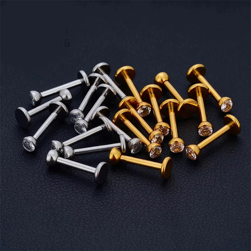 5/10Pc ASTM F136 G23 Ttiani Piercing Labret Lip Stud 2/2.5/3/4mmCZ 16G Gwint wewnętrzny Stud Ucho Tragus Chrząstka Helix Biżuteria — zdjęcie 6