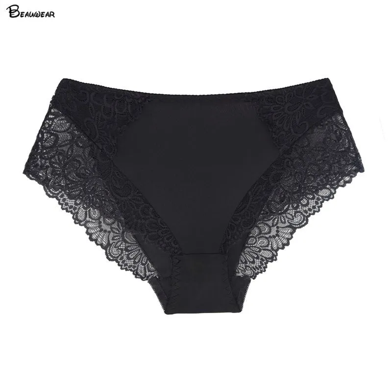 Beauwear Middle Waist Lace Plus Size Panties Women Big Size Briefs Intimates Female Underwear M L XL 2XL 3XL 4XL