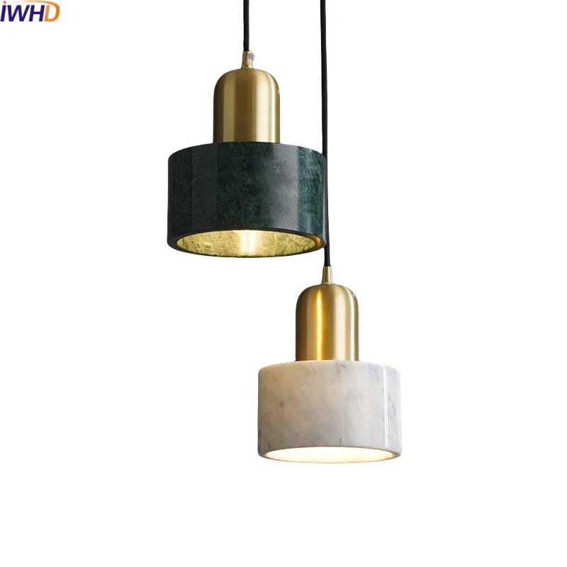 

IWHD Marble Copper LED Pendant Lamp Home Decor Balcony Bedroom Living Room Modern Hanging Lights Fixtures Luminaire Suspendu