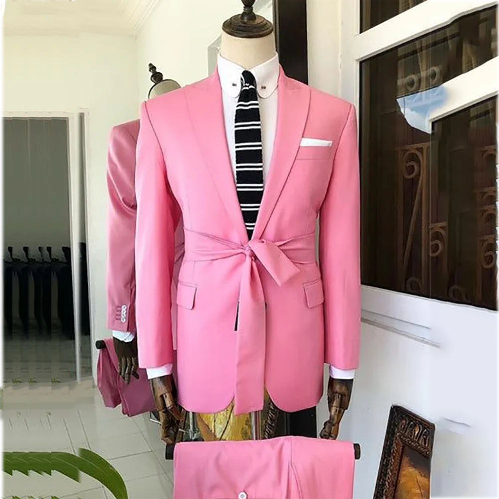 

Элегантный розовый мужской костюм, классический пиджак с остроконечными лацканами и блейзером, костюм для свадебного гостя, модного шоу, выпускного вечера, мужской комплект из двух предметов
