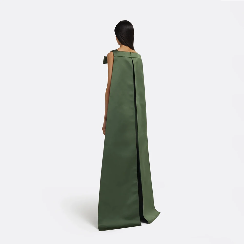 ABITO FORU Abiti da sera classici verdi Jersey per abito da ballo con colletto quadrato lungo fino al pavimento Abiti da festa personalizzati