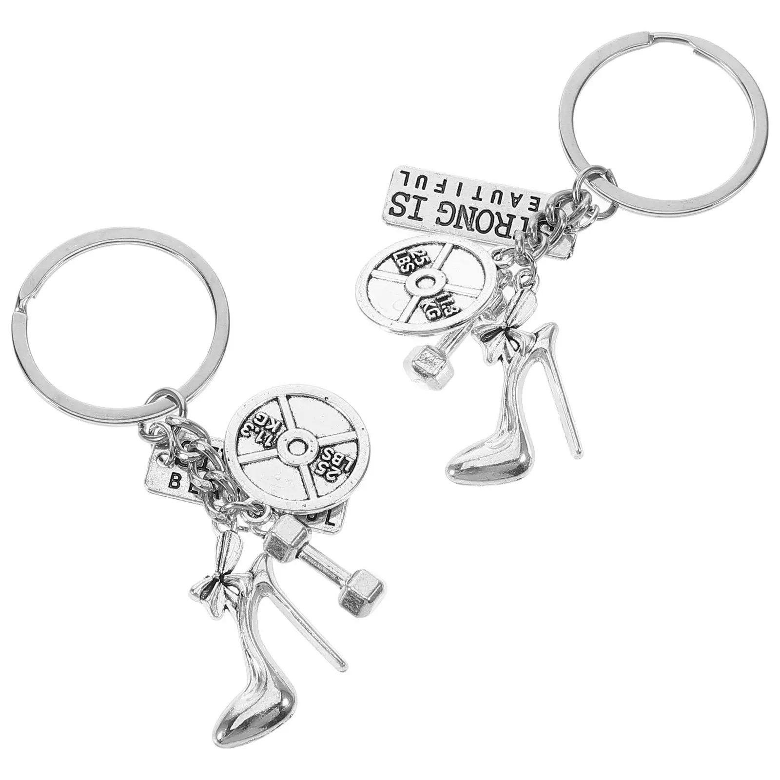 2 Pcs Small Gift Keychains Decorate Fitness Bodybuilding Holder Stylish Ring Women's While Married