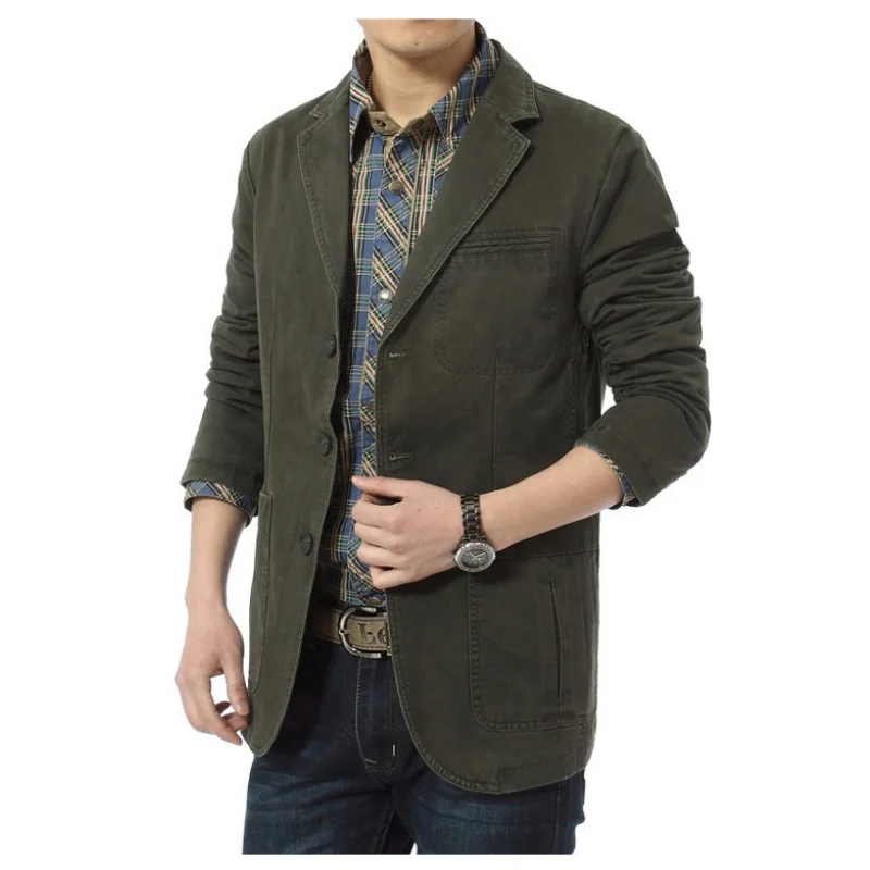 Brand High Quality Autumn Winter Outwear Men Casual Blazer Men\'s Cotton Suits Lapel Jackets Male Blazer Militar Masculino Coat