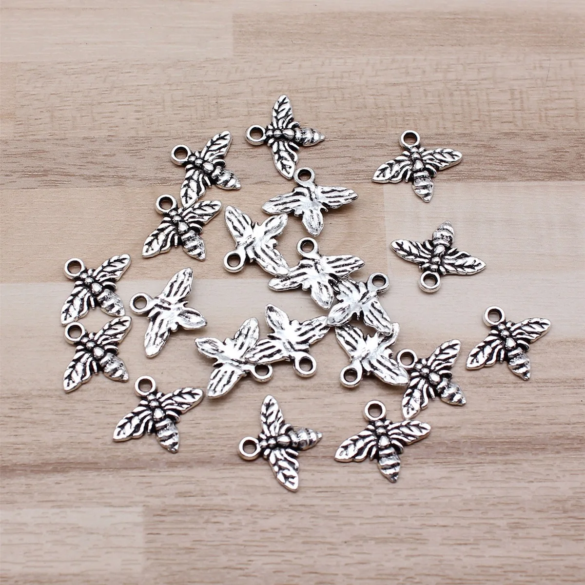 IFOCUS 20pcs/Lot Bee Charms For DIY Jewelry Making Zinc Alloy 13x15mm/0.51x0.59inch