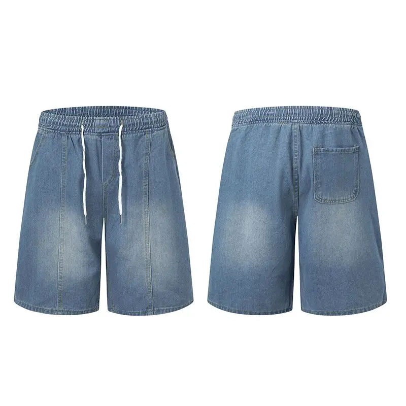 

Boys Summer Straight Leg Denim Shorts Casual mid Waist Five-Pointed Pants Cotton Polyester Blend High Elasticity