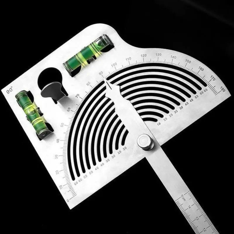 CHigh-Precision قابل للتعديل 180 درجة الفولاذ المقاوم للصدأ زاوية حاكم متعدد الوظائف النجارة أداة قياس متحركة