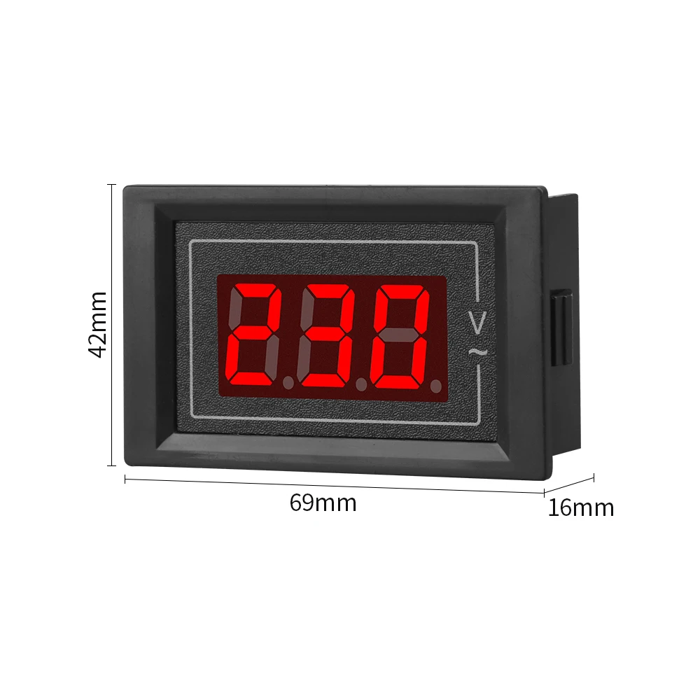 AC60V-500V Digital Voltmeter Single Phase 2Wire Red LED Display Panel Voltage Test Meter Voltage Measurement Error 2% Volt Meter