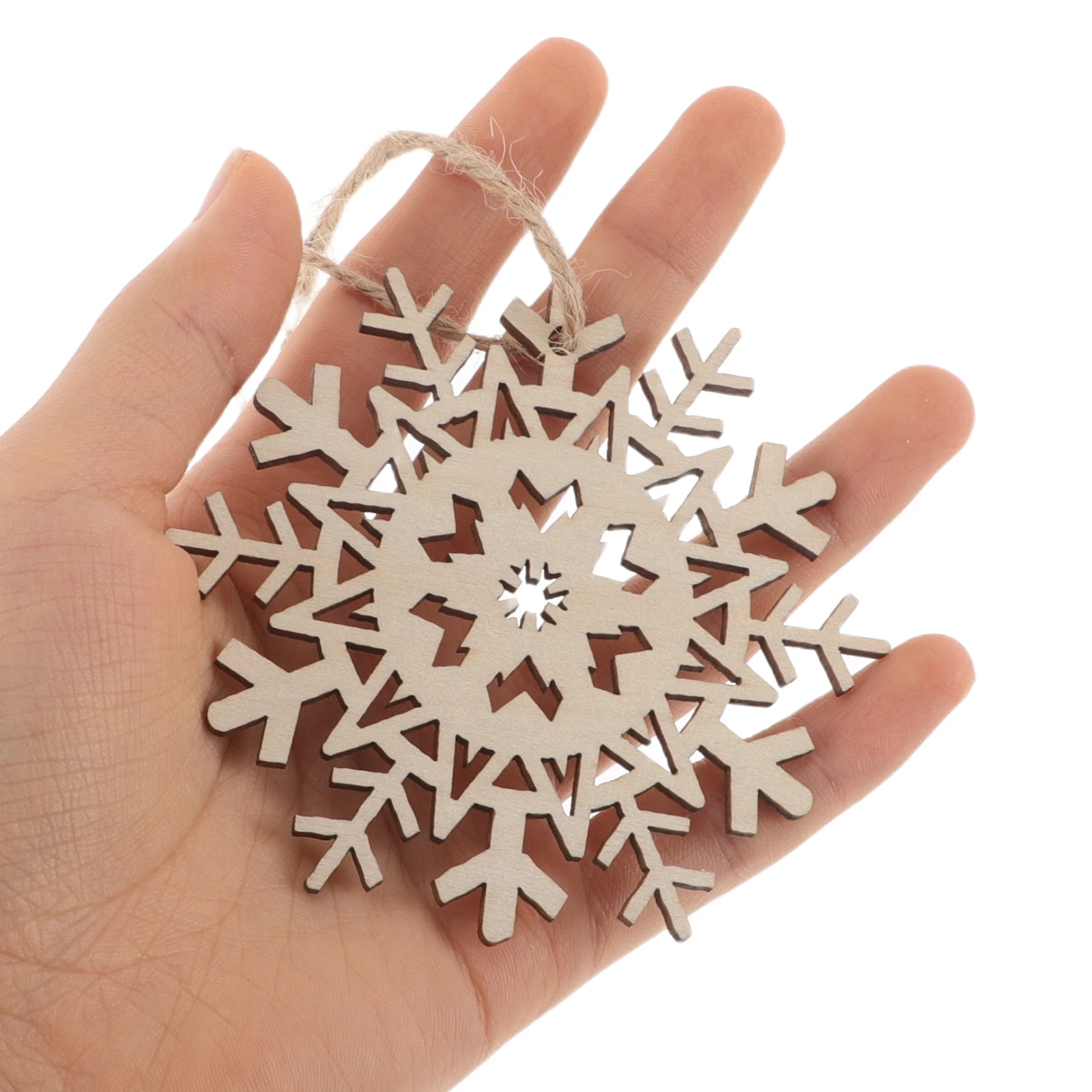 

30pcs Wooden Snowflake Ornaments Unfinished Natural Diy Craft Hanging Decor For Christmas Tree Winter Wonderland Party Rustic