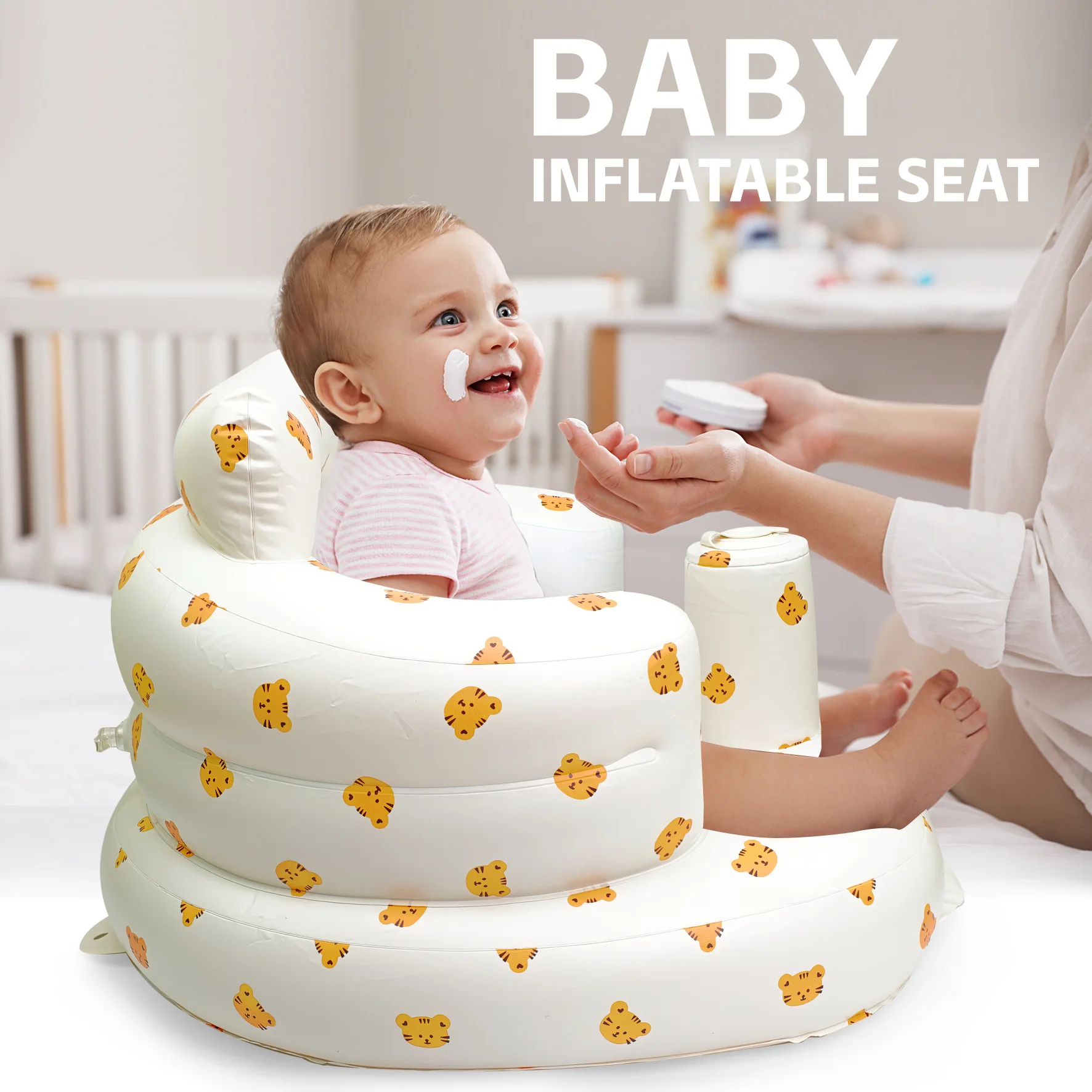 PVC Inflatable Baby Learning Seat Portable Newborn Sitting Trainer Infant Sofa 0-3 Years Old