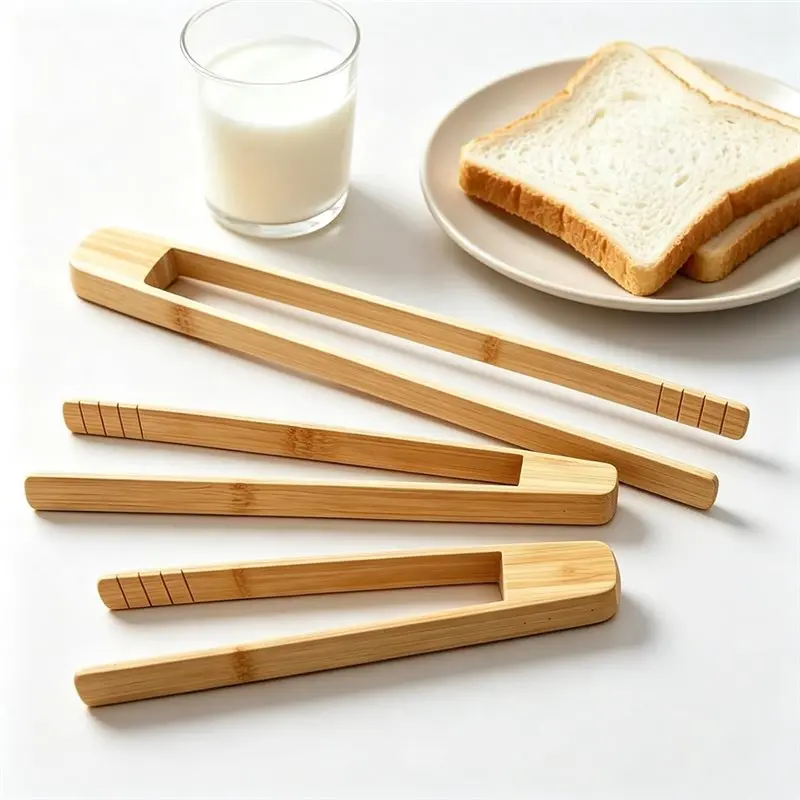 ABRU-Bakery Serving Tongs BBQ Wooden Tongs Anti-Slip Food Clips