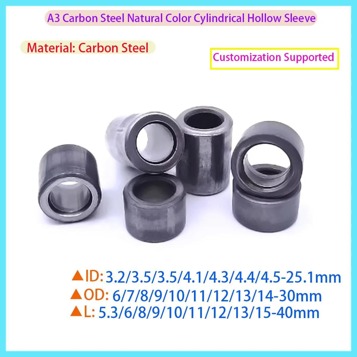 A3 Carbon Steel Hollow Cylinder Tube Sleeve Unthreaded Through Hole Iron Bushing Shaft Sleeve