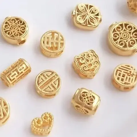 

Frosted hollow cutout and Happy Happiness Double Fu Guille character Partition bead ball diy bracelet Accessories