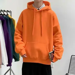 Spring Autumn Casual Loose Fit Oversized Hoodies Korean Style Trendy Versatile Solid Pullover With Kangaroo Pocket Upper Clothes