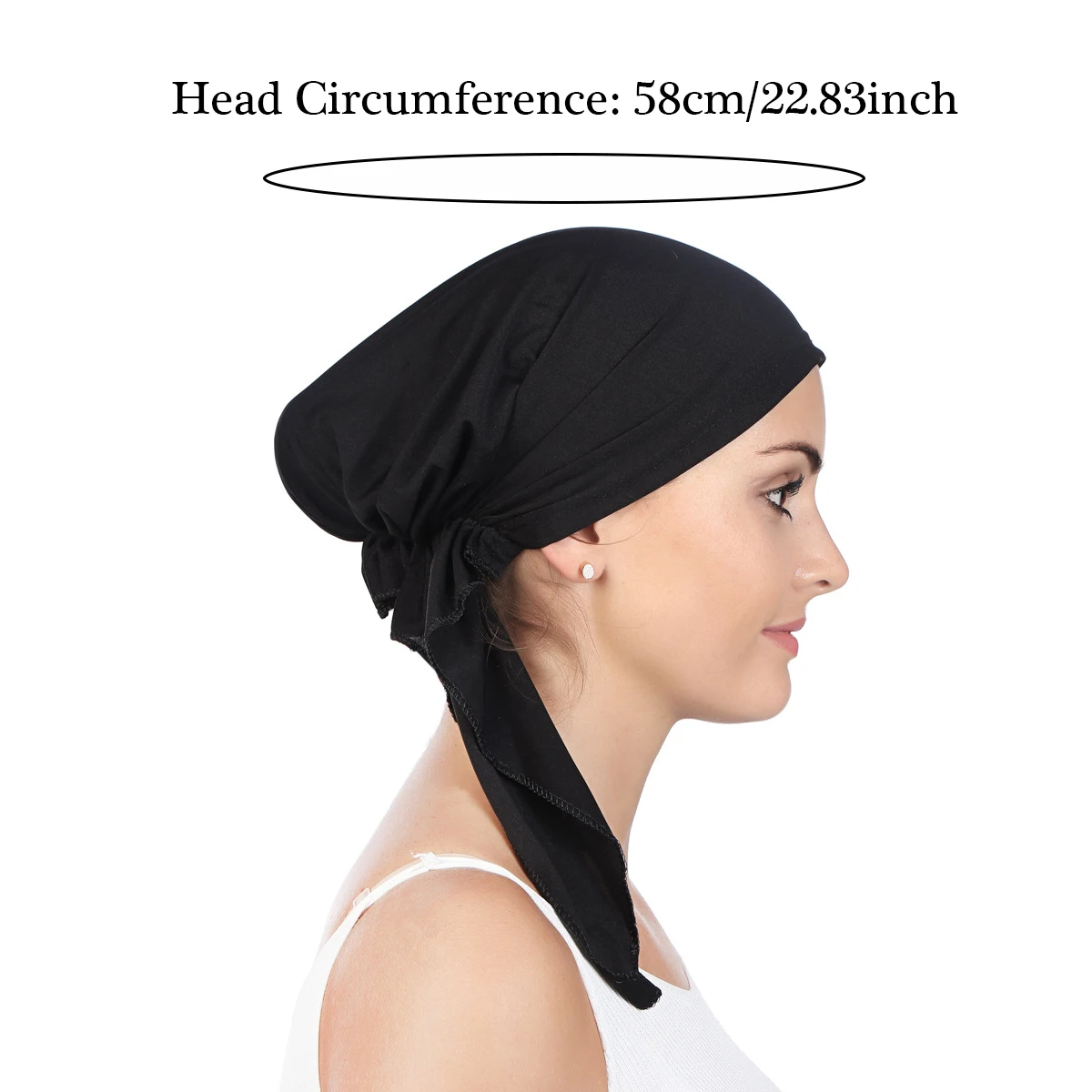 2024 New Muslim HijabTurban Hats Solid Color Head Wraps Soft Elastic Breathable Chemo Cap For Women Girls