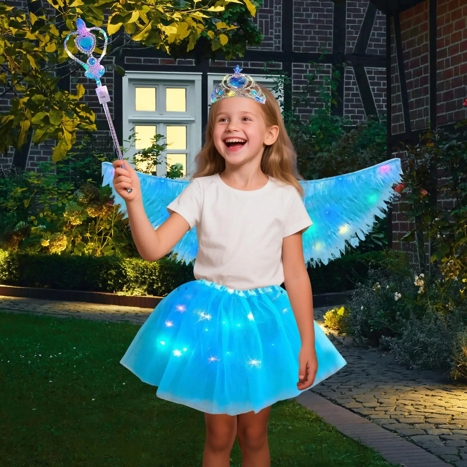 Angel Wings Kids Halloween Light Up Wings Kids Dress Up For Bridal School Festival Cosplay Holiday Bonfire Christmas Party