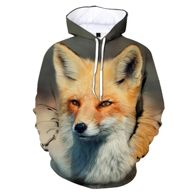 

2024 New Fashion Long Sleeve Animal Fox 3D Printed Hoodie Sweatshirts Men's and Women's Casual Sports Oversized Hoodies