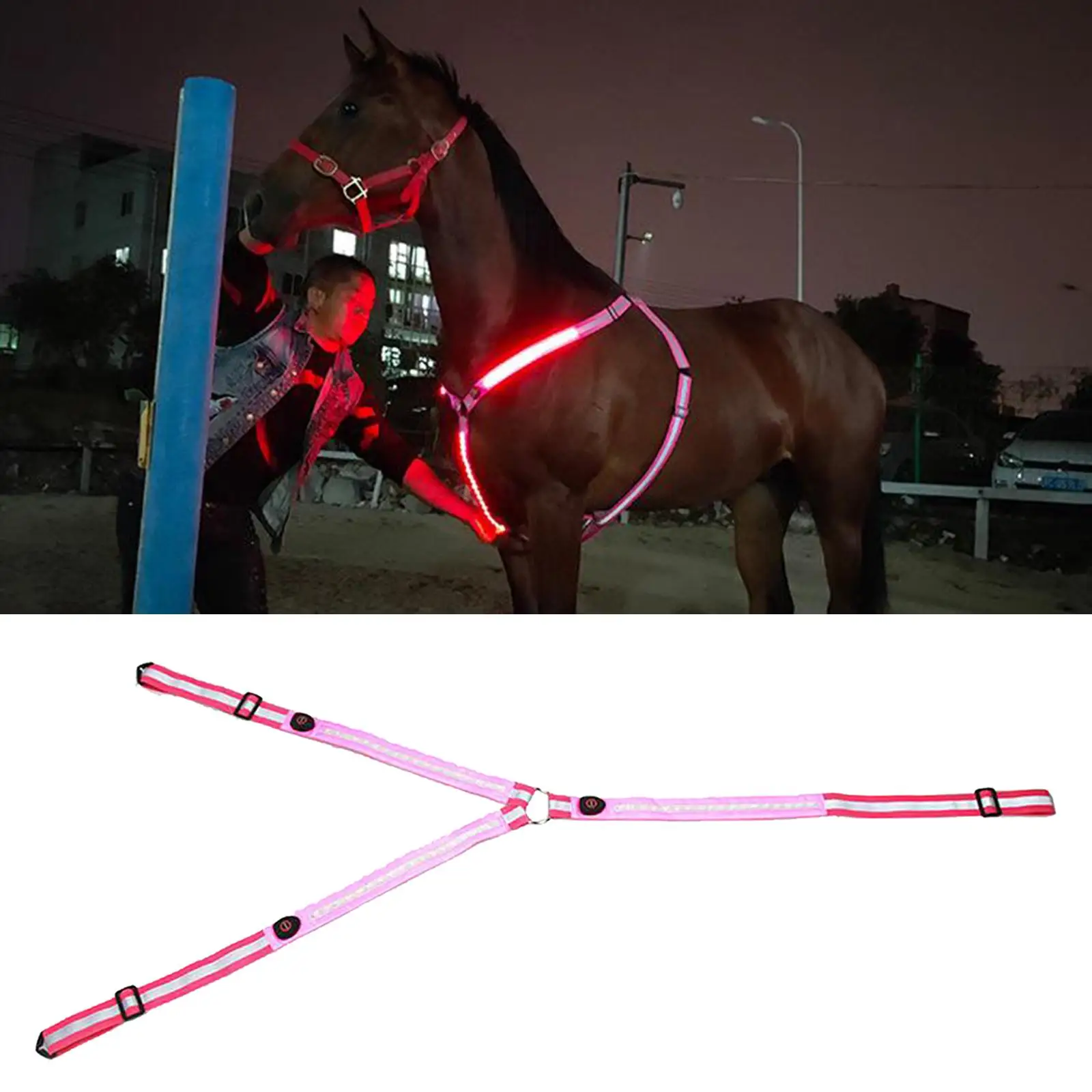 USB LED peto de caballo Collar Halter correa de pecho banda de brida reflectante