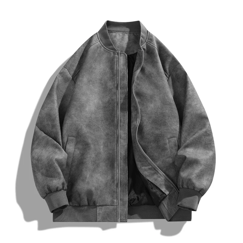 

Autumn New High Quality Retro Versatile Loose Fashionable Trendy Comfortable Top Leather Jacket for Men's Clothing