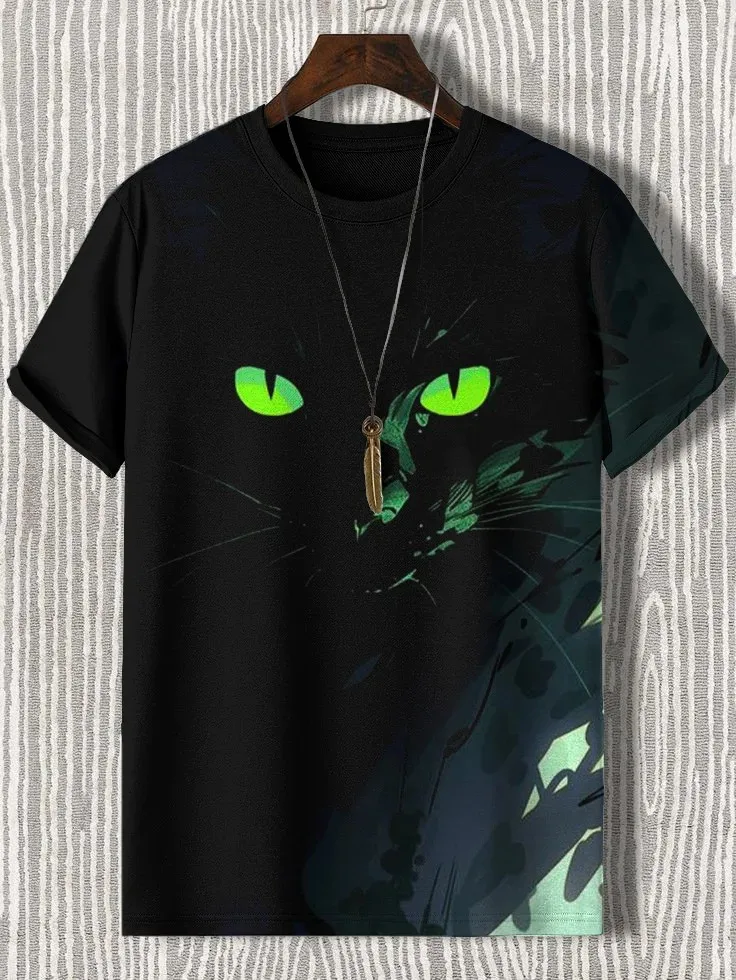 Men's Animal Funny Cat Printed T Shirt Short Sleeved Tees Tops 3D Print O-Neck Shirts Party Summer Casual Men's Clothing Apparel image 3