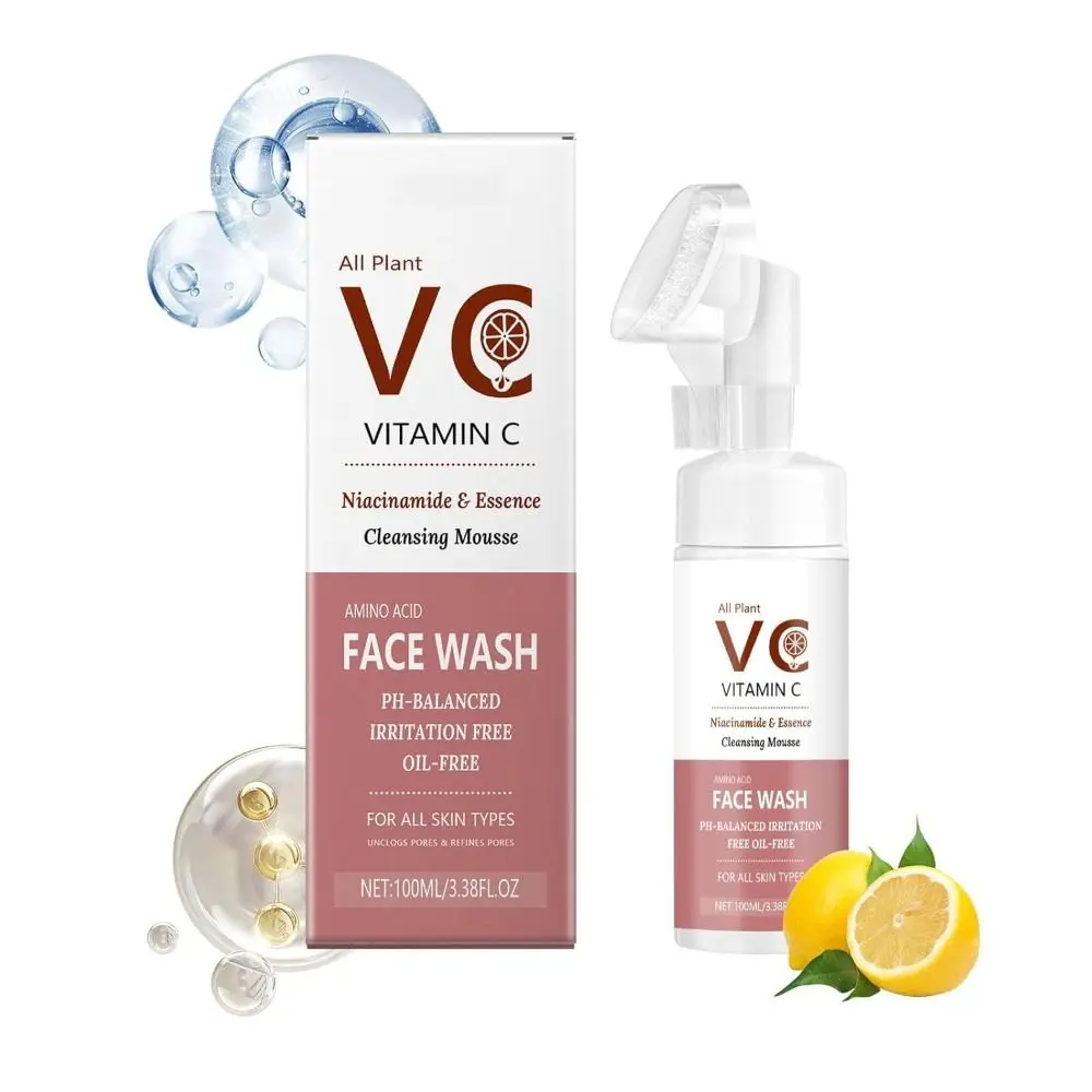 Nieuwe natuurlijke gezichtsschuimwas Verhelderende zachte en niet-irriterende gezichtswas Hydraterende vitamine C Face Wash Cleanser voor gezichtsverzorging