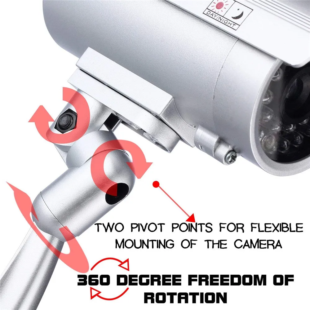 dummy fake camera Surveillance CCTV outdoor waterproof IR Red LED flashing Emulational Security camera w/ Sticker Decals 2pcs