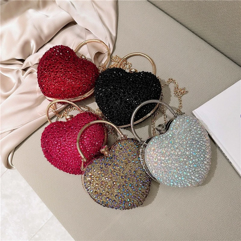 New love diamond-encrusted messenger women's bag acrylic bag dinner temperament shoulder portable cosmetic bag