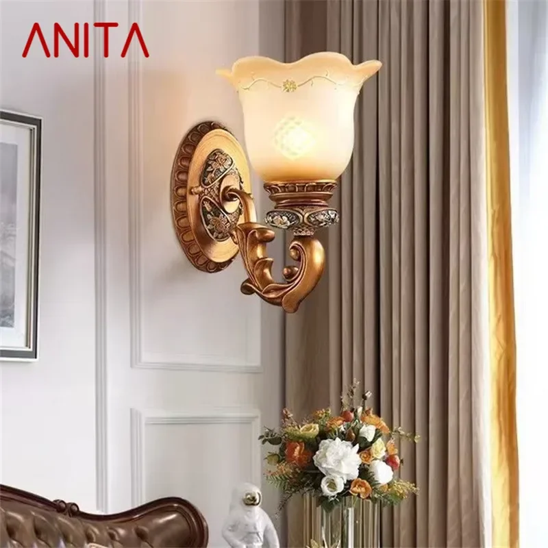 ANITA European Luxury Wall Lamp American Retro LED Living Room Bedroom Study Room Hotel Villa Model Room Aisle Wall Light