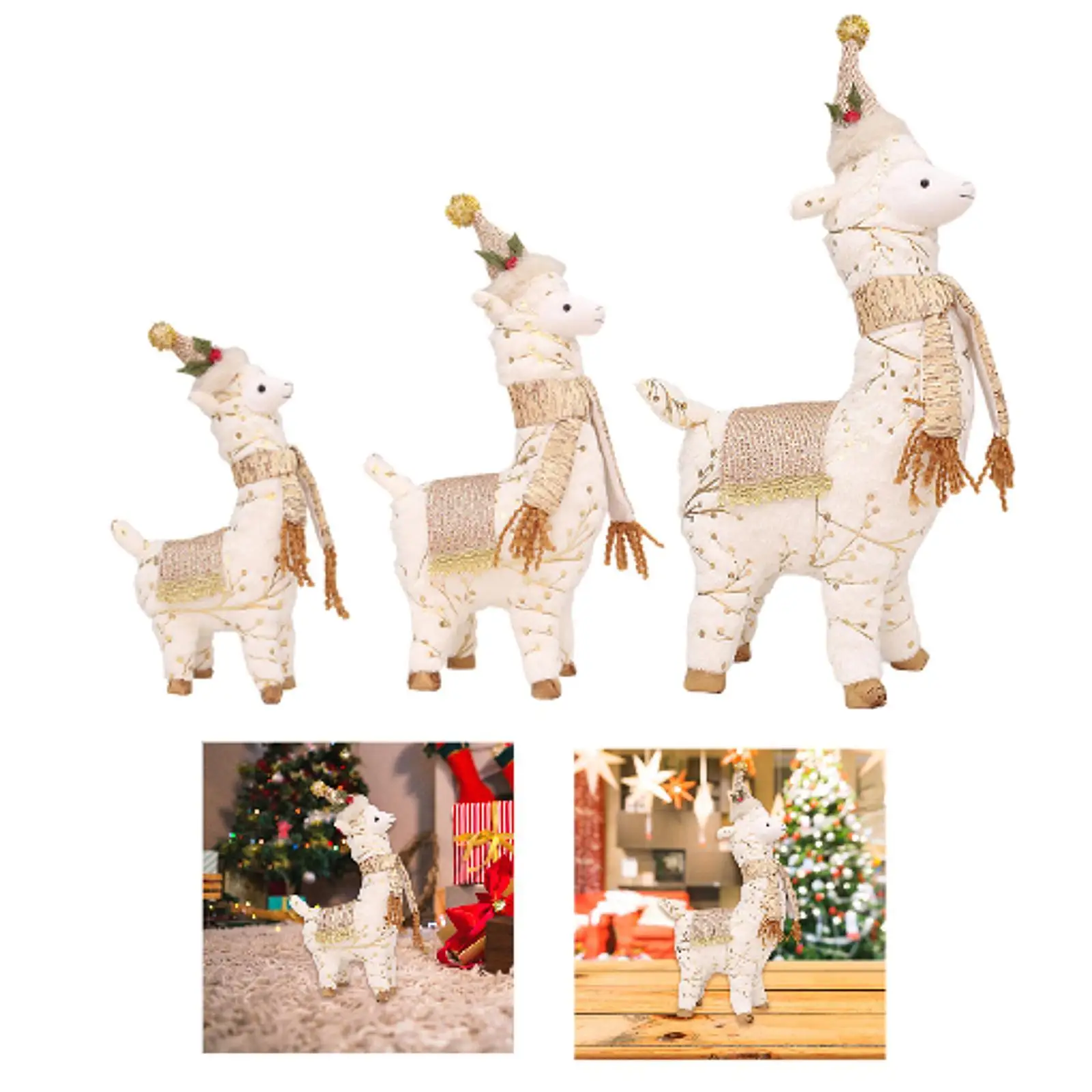 Alpaca Figurine Christmas Decoration Gift for Fireplace Shop Window Holiday