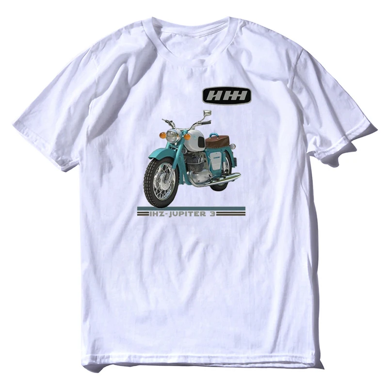 Russian USSR IZH Jupiter 3 Motorcycle New 100% Cotton Short Sleeve O-Neck Casual Mens Streetwear