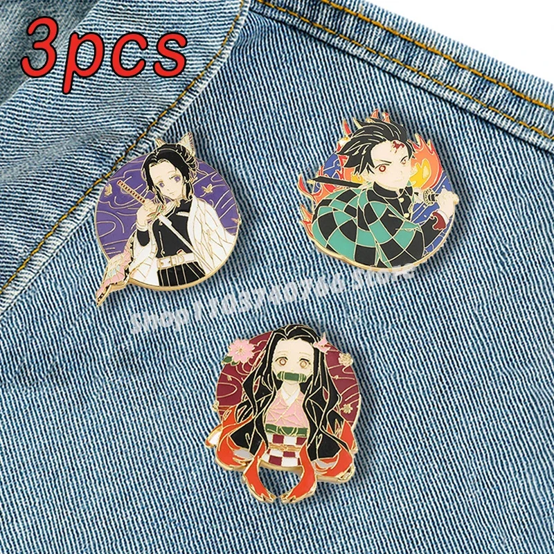 

Demon Slayer Anime Enamel Pins Kamado Nezuko Kamado Tanjirou Cartoon Badge Accessories for Kids Kawaii Jewelry Lapel Pins Gift