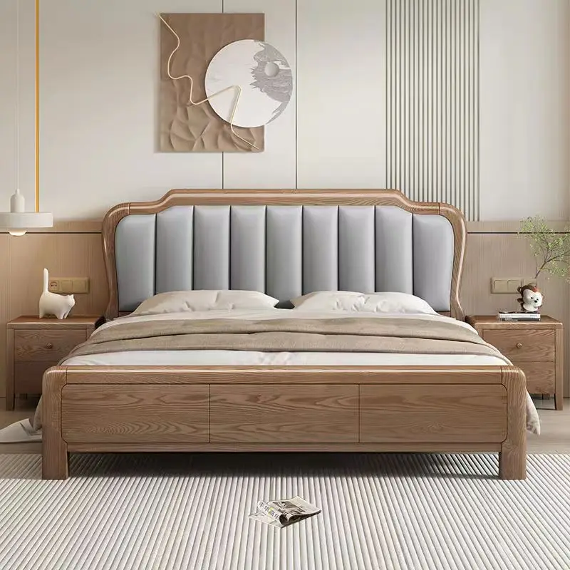 

Unique Elegant Nordic Bed European Low Profile Lit Pliable Platform Bed Frame King Nightstands Camas De Dormitorio Furniture