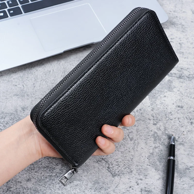 Long men's zipper wallet large wallet clutch bag mobile phone bag leisure business card money.