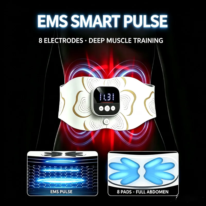 Abdominal Waist Massage Belt Multiuse EMS Massage Belt Body Shaping Pulse Massage Slimming Muscle Stimulator For Home Workout