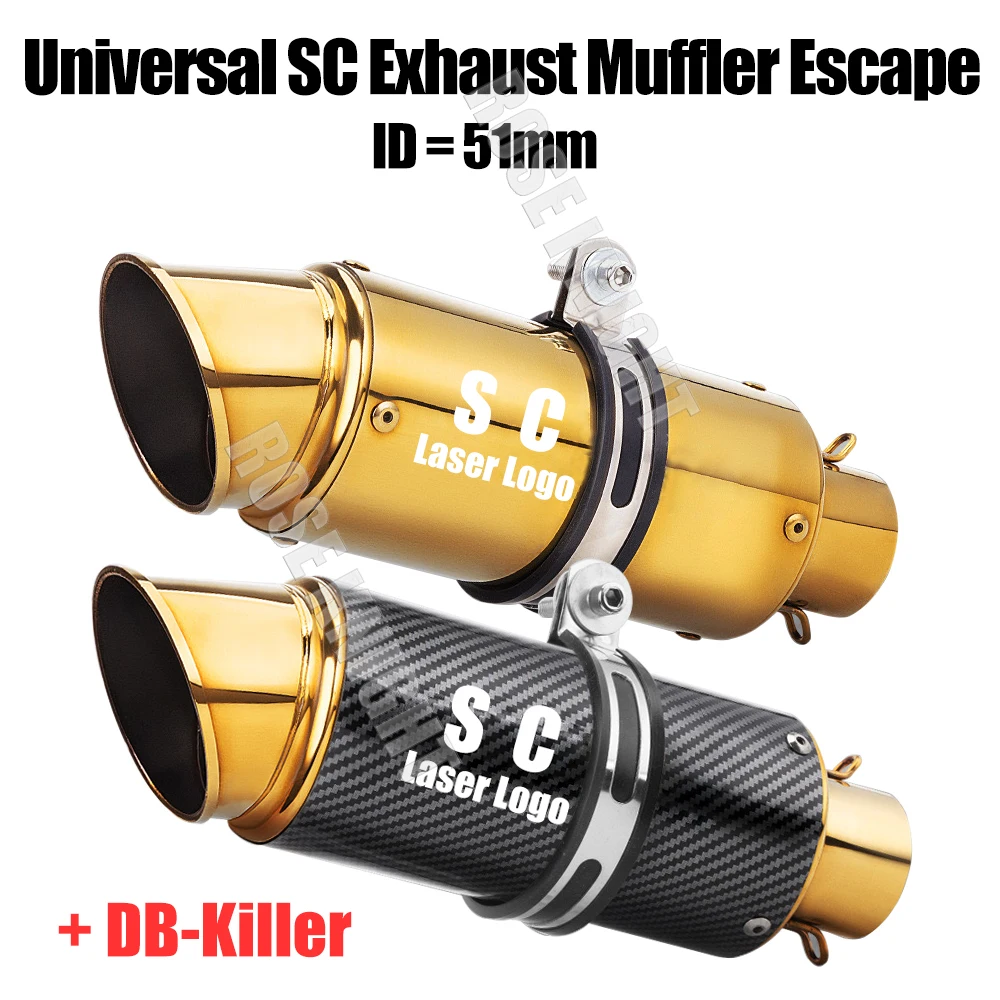 

Universal 51mm Golden SC Stainless Steel Exhaust Pipe Muffler for Motorcycle Dirt Bike Atv Tailpipe Modified Parts With DBKiller