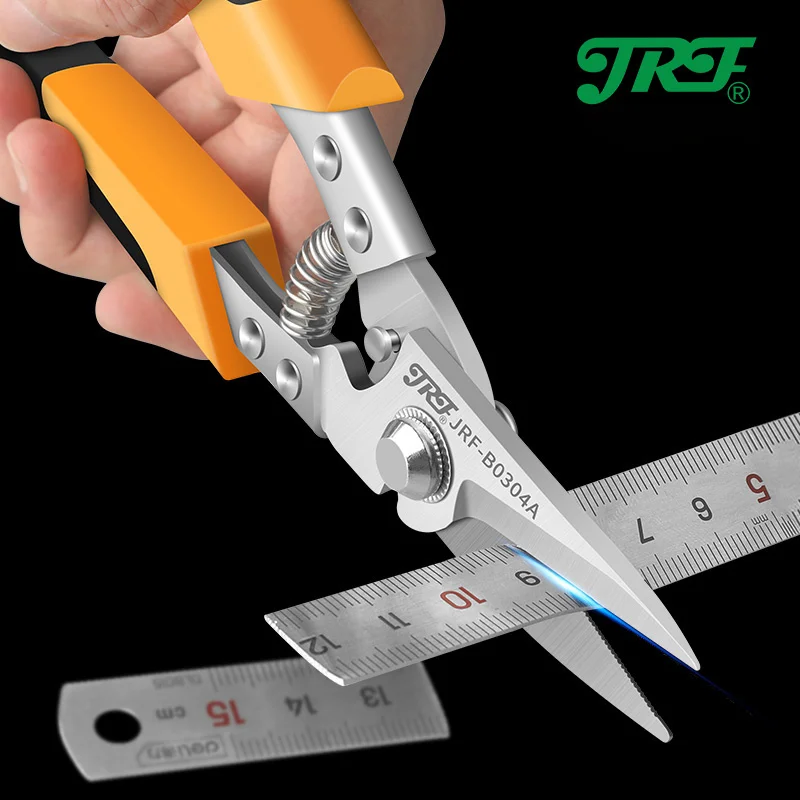 JRF Stainless Steel Scissors Tin Snips Metal Sheet Cutting Scissor PVC Pipe Cutter Professional Industrial Shears