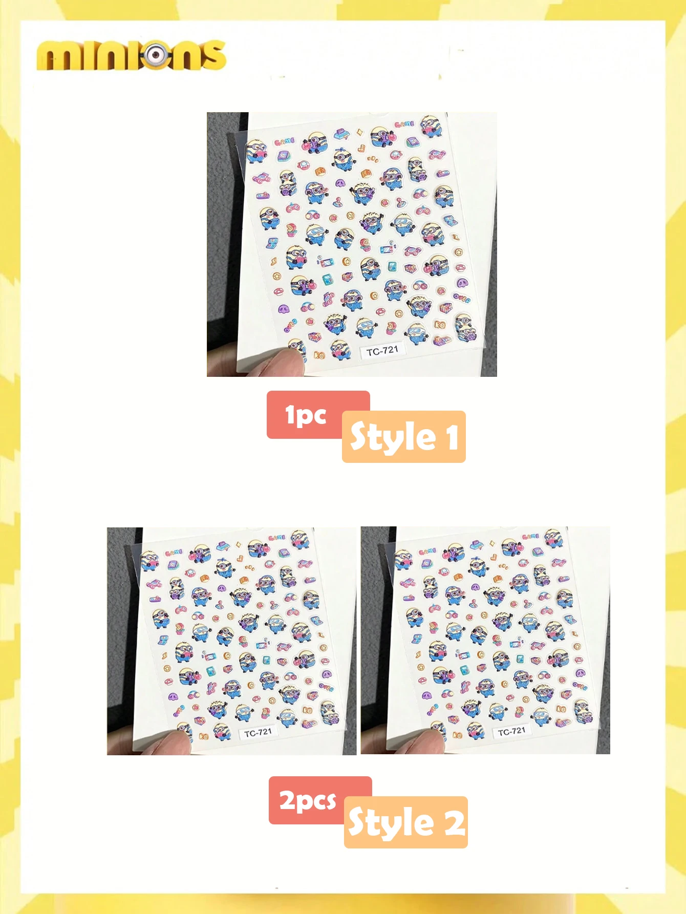 ملصق بانوراما على شكل رسوم متحركة وشخصية أنيمي مينيون مقاوم للماء ويمكن لصقها بشكل متكرر على الجدران دي #3