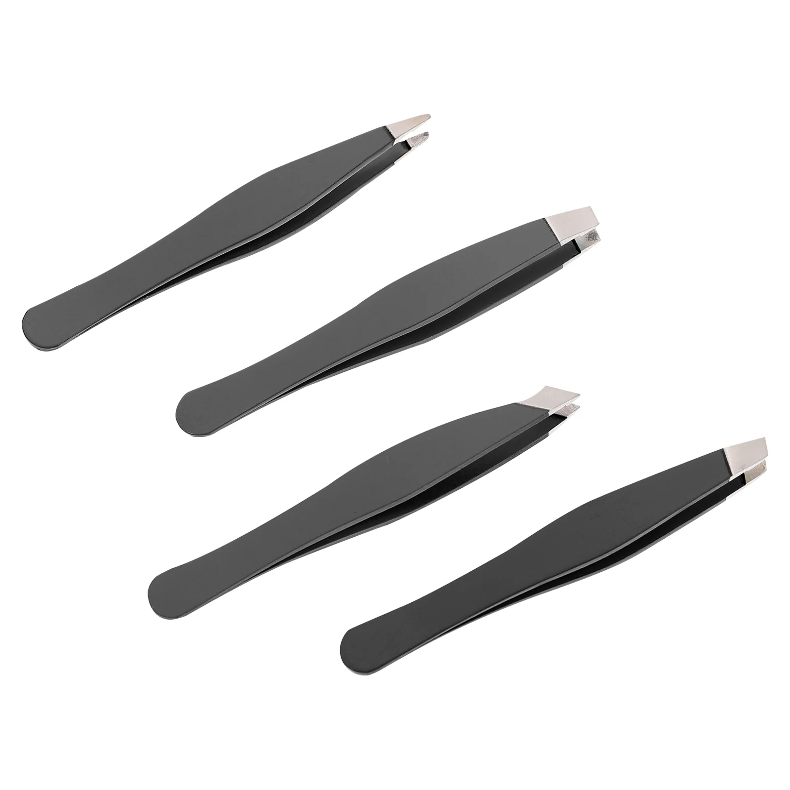 4 Pcs Tweezers Mini Eyebrow Clip Makeup Supplies Hair Trimmer Set Black Grooming Tools Women's