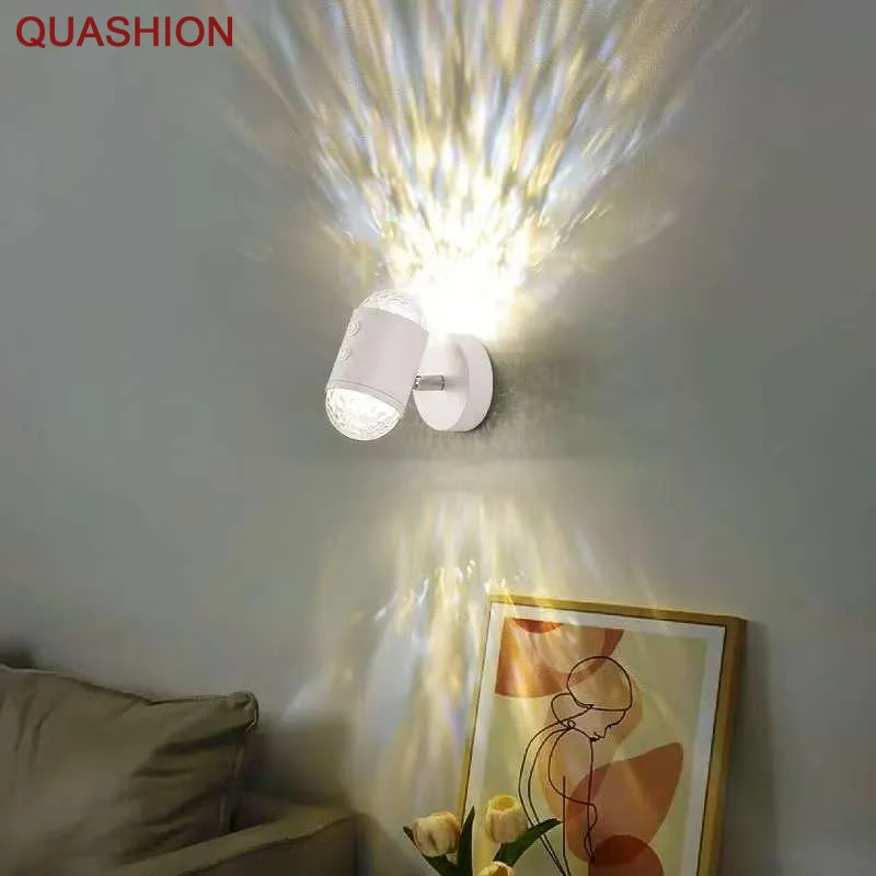 水の波紋ダブルヘッドウォールライトサンセットウォールライト廊下リビングルーム寝室リモコン操作可能装飾ウォールライト