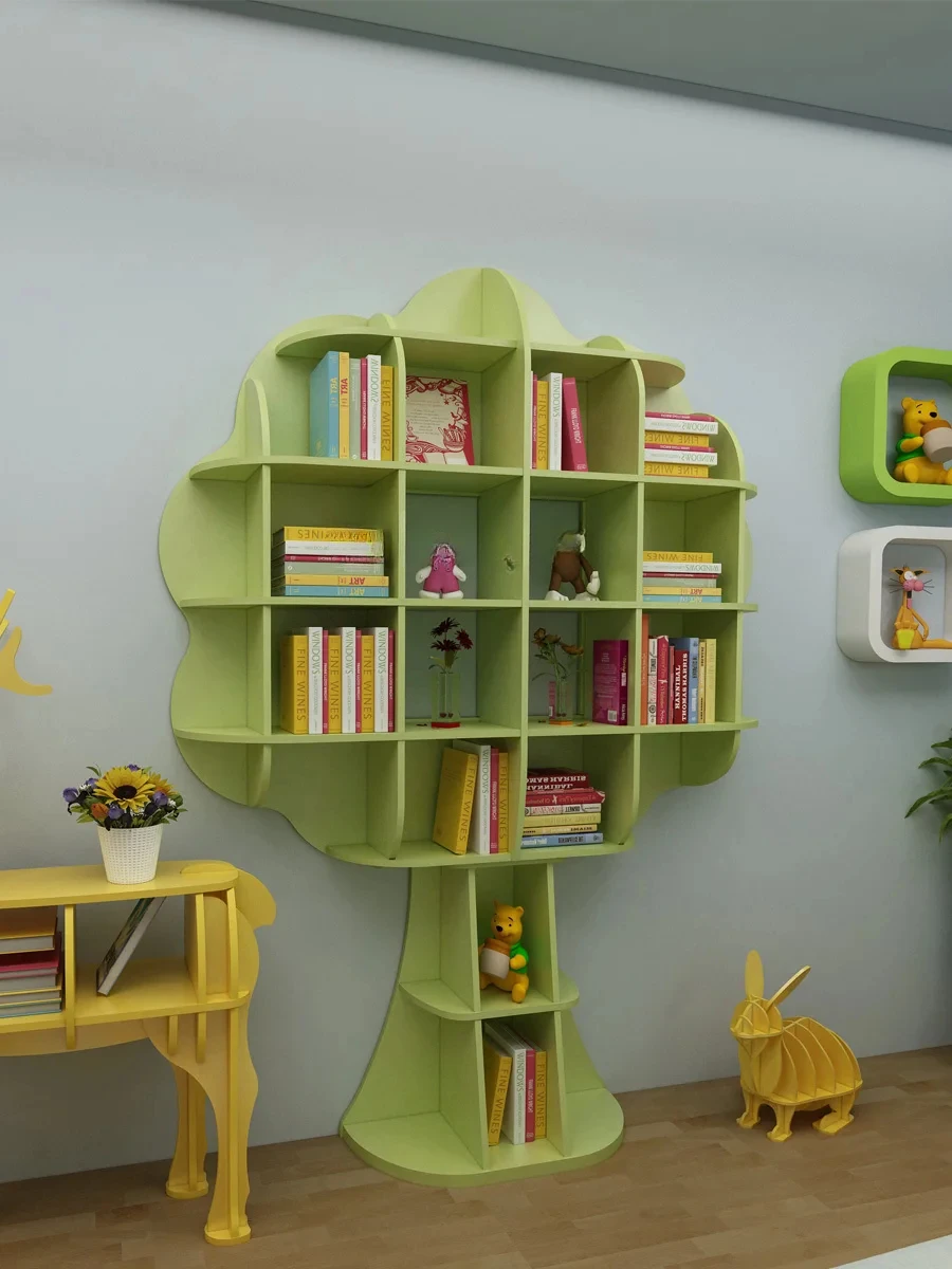 Creative Stitching Tree Bookshelf Picture Book Storage School Library Shelf