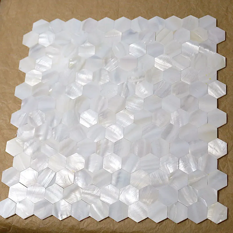 Hexagon Natural Mother of Pearl Shell Mosaic Tile Interior Wallpaper Kitchen Backsplash Bathroom Floor Decor Tiles sheet