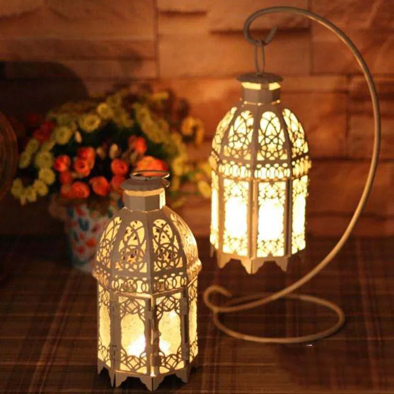 Wall Luxury Candle Holder Halloween Metal Mobile Glass Jar Classics Candle Holder Lantern Decoracion Hogar Vintage Decoration