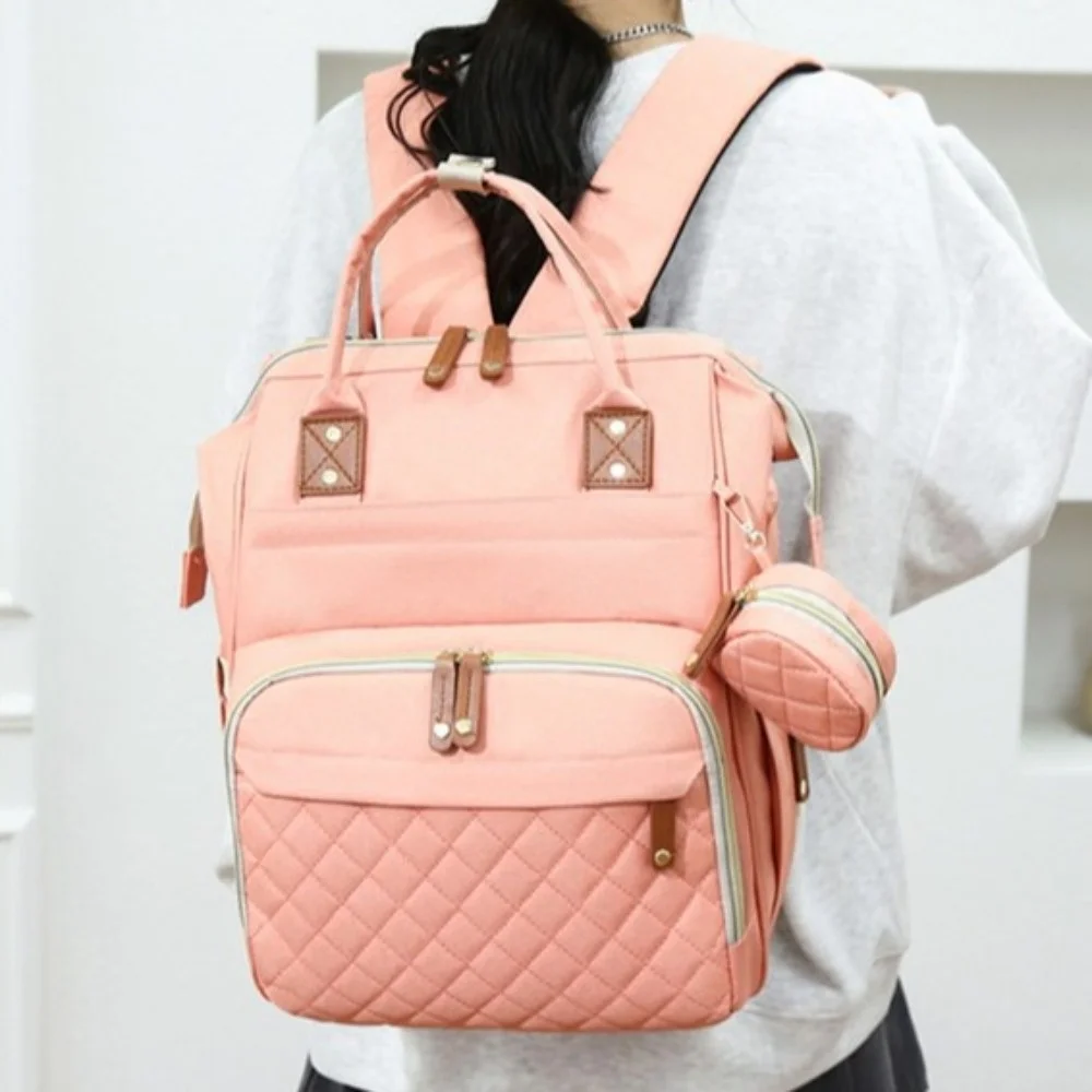 Borsa per mamma in tessuto Oxford Zaino per pannolini per bambini multifunzionale di grande capacità Zaino per pannolini leggero con separazione asciutta e bagnata Donna