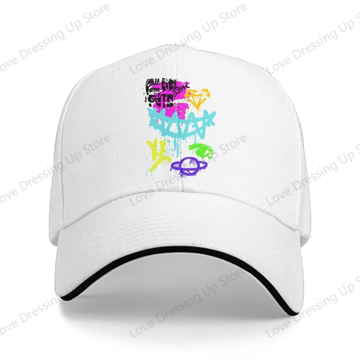 Arcane-Jinx Colour Pop Grunge Smile - Graffiti Spray Paint Art Baseball Cap Outdoor Running Hat Outdoor sunshade hats Unisex