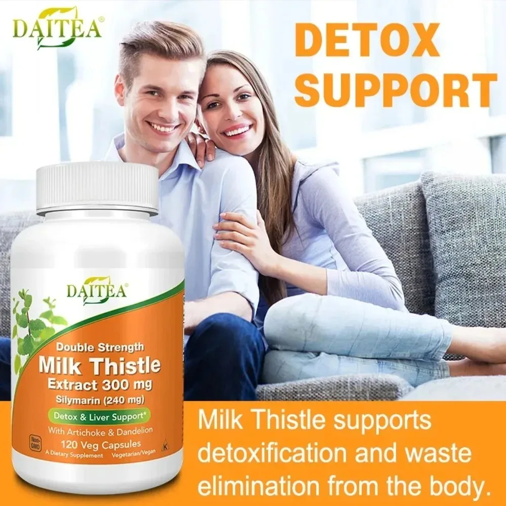 Silymarin, Milk Thistle Extract 300mg, with Artichoke and Dandelion, Double Strength, 120 Veg Capsules