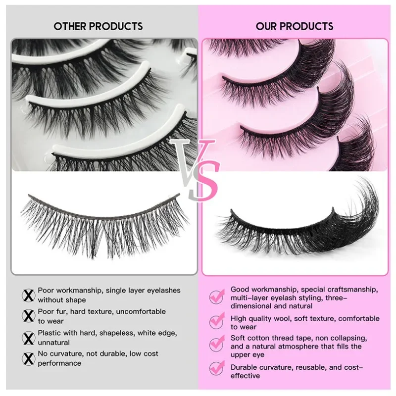 7 Paar Fox Eye Valse Wimpers Faux Nerts Pluizige Wimpers Langdurige Natuurlijke Dikke Dramatische Volume Lash Extensie Make-Up Schoonheid