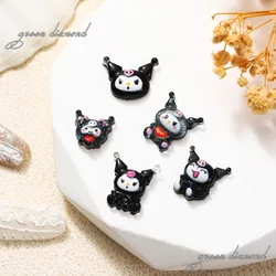 Sanrioed kuromi encantos do prego kawaii anima unhas jóias adesivos 3d plana volta resina encantos para o telefone caso decoração