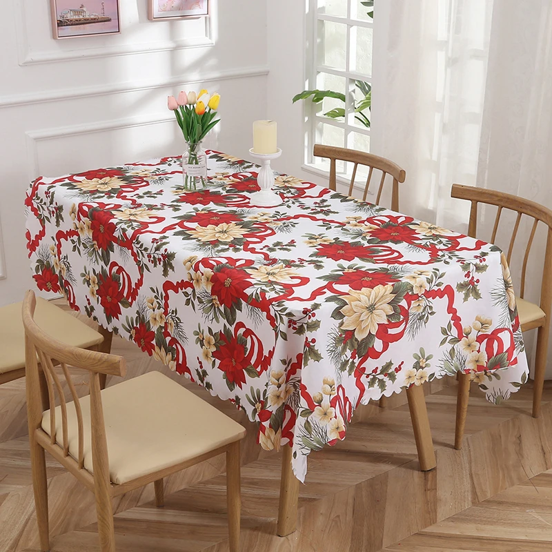 1 Pc European Style Printed Tablecloth Festival New Year Christmas Flower Decoration Tablecloth Home Hotel Dustproof Tablecloth