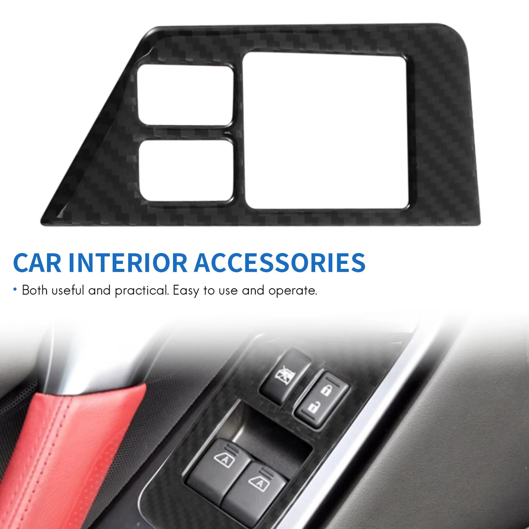 for Nissan GTR R35 2009-2015 Carbon Fiber Window Switch Sticker Button Frame Cover Trim Interior Decoration Black RHD